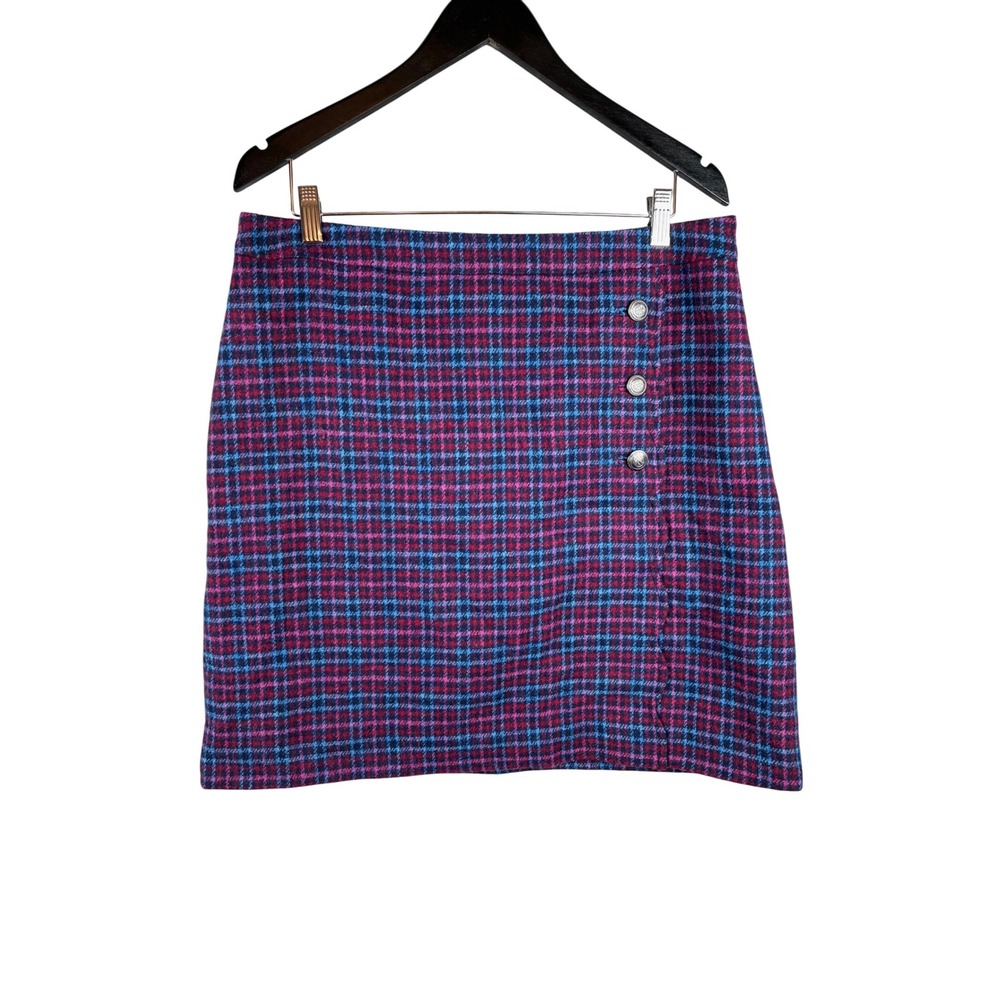 Talbots Plaid Skirt Women 14P Red Navy Tartan Wool‎ Blend  Mini Holiday Preppy